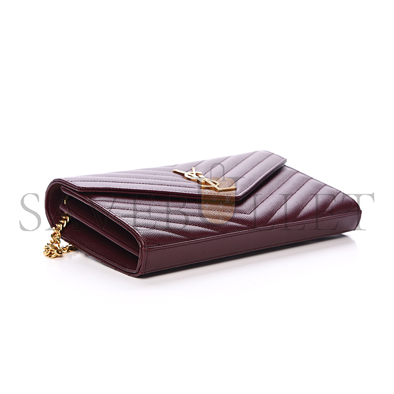YSL CLASSIC CASSANDRE CHAIN WALLET IN GRAIN DE POUDRE LEATHER 377828BOW016475 (22.5*14*4cm)